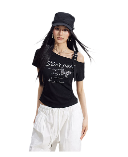 One-Shoulder Butterfly Tee