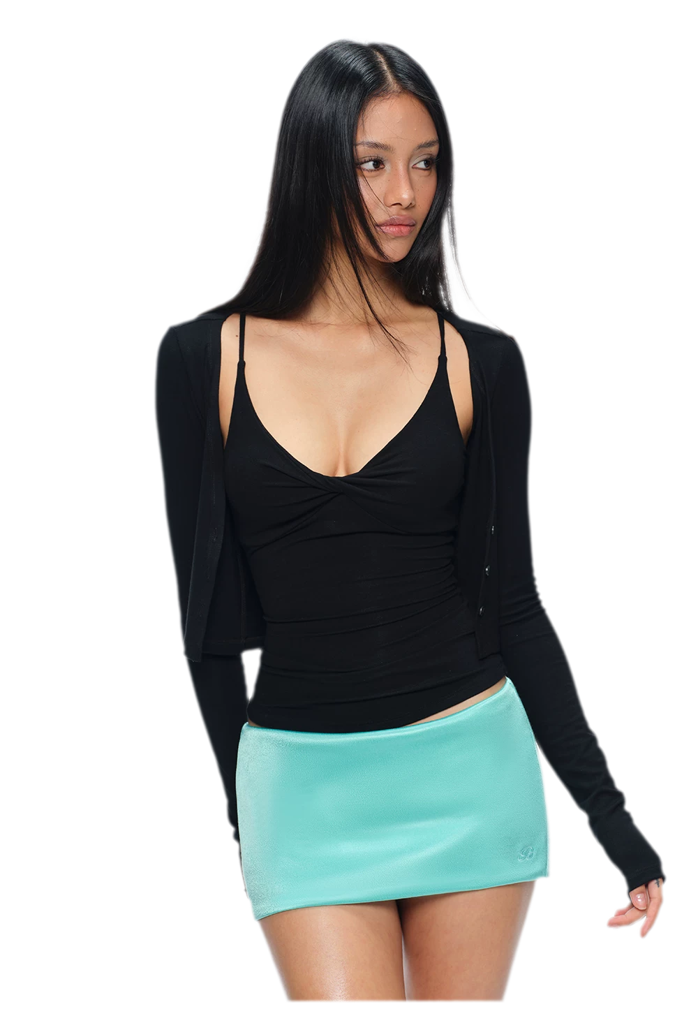 Satin Low-Rise A-Line Skirt
