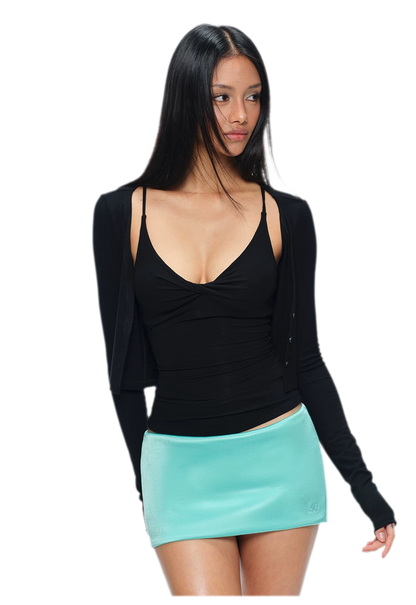 Satin Low-Rise A-Line Skirt