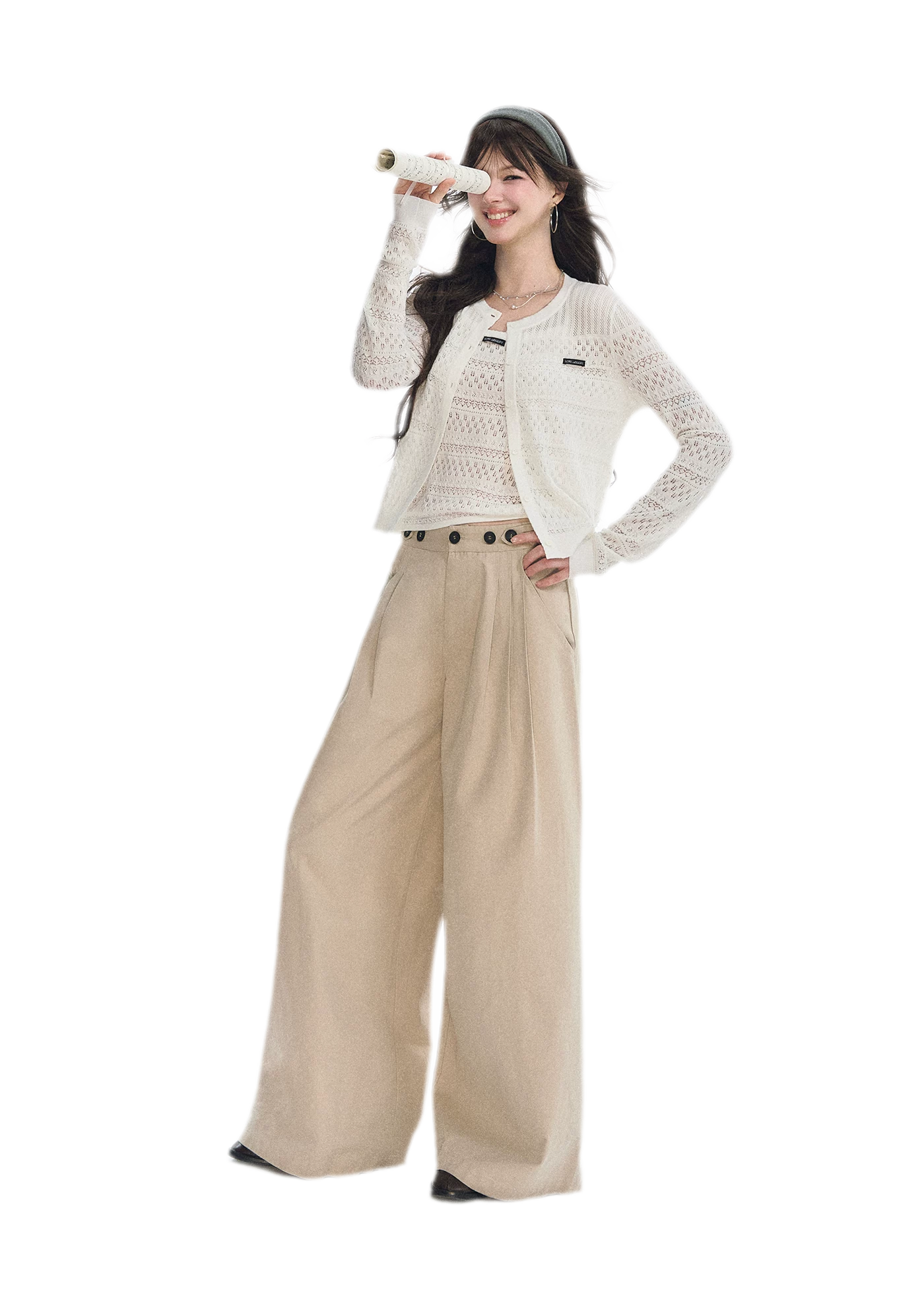 Openwork Cropped Knit Set
