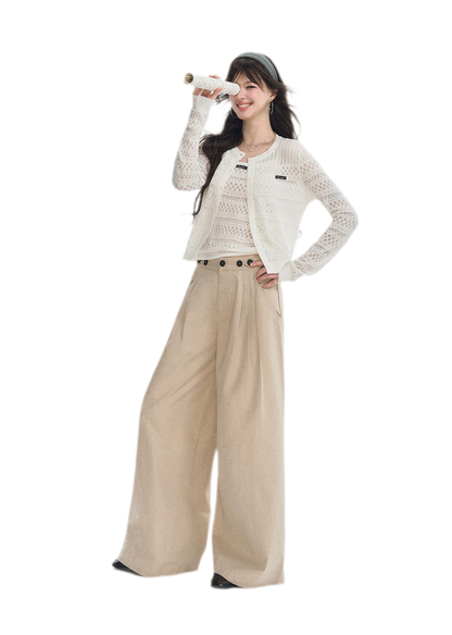 Openwork Cropped Knit Set