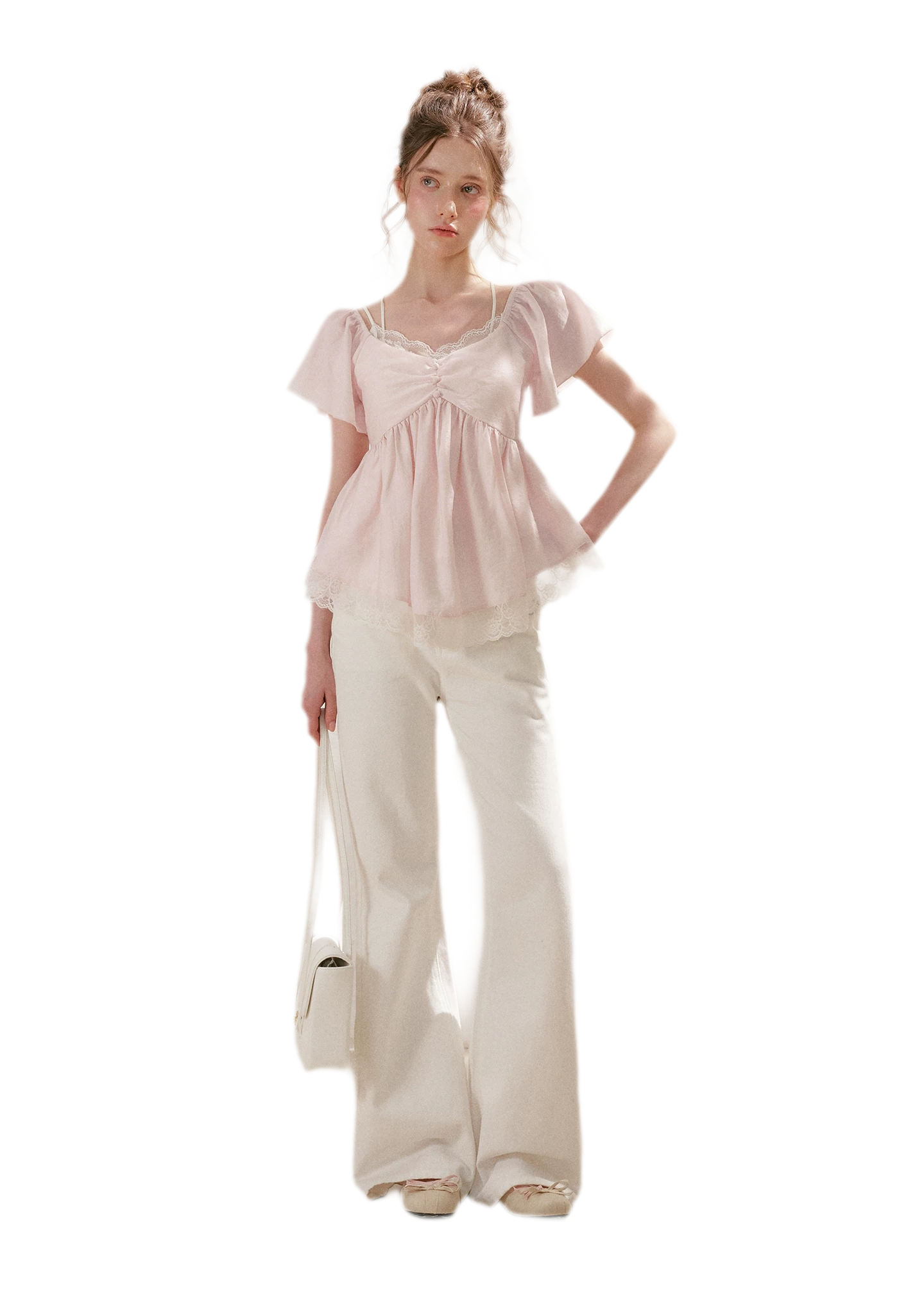 Tencel Lace V-Neck T-Shirt