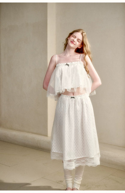 Babydoll Pearl Organza Polka Dot Set