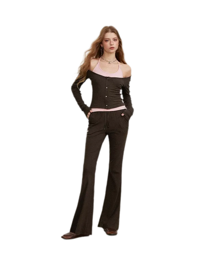 Contrast Tie Layered Pants Set
