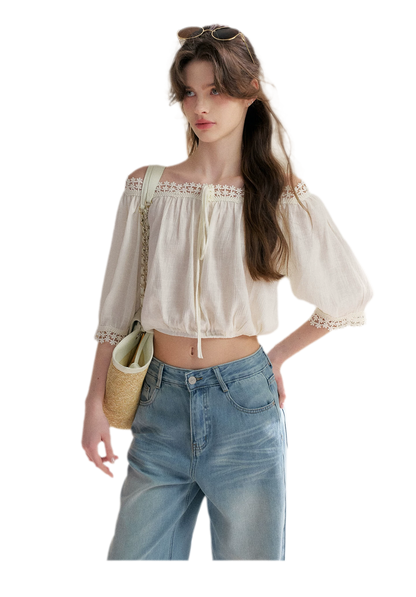 Asymmetrical Lace Off-Shoulder Top &amp; Skirt Set