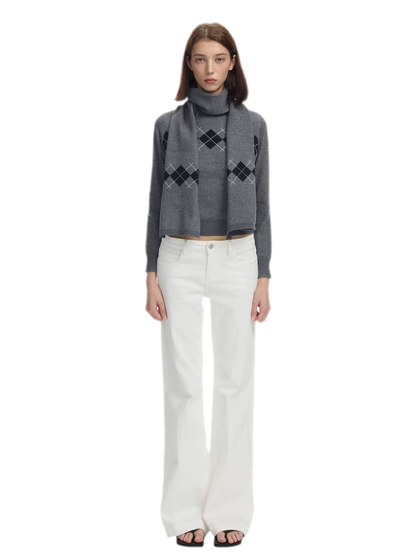 Argyle Waist-Shaped Sweater Set