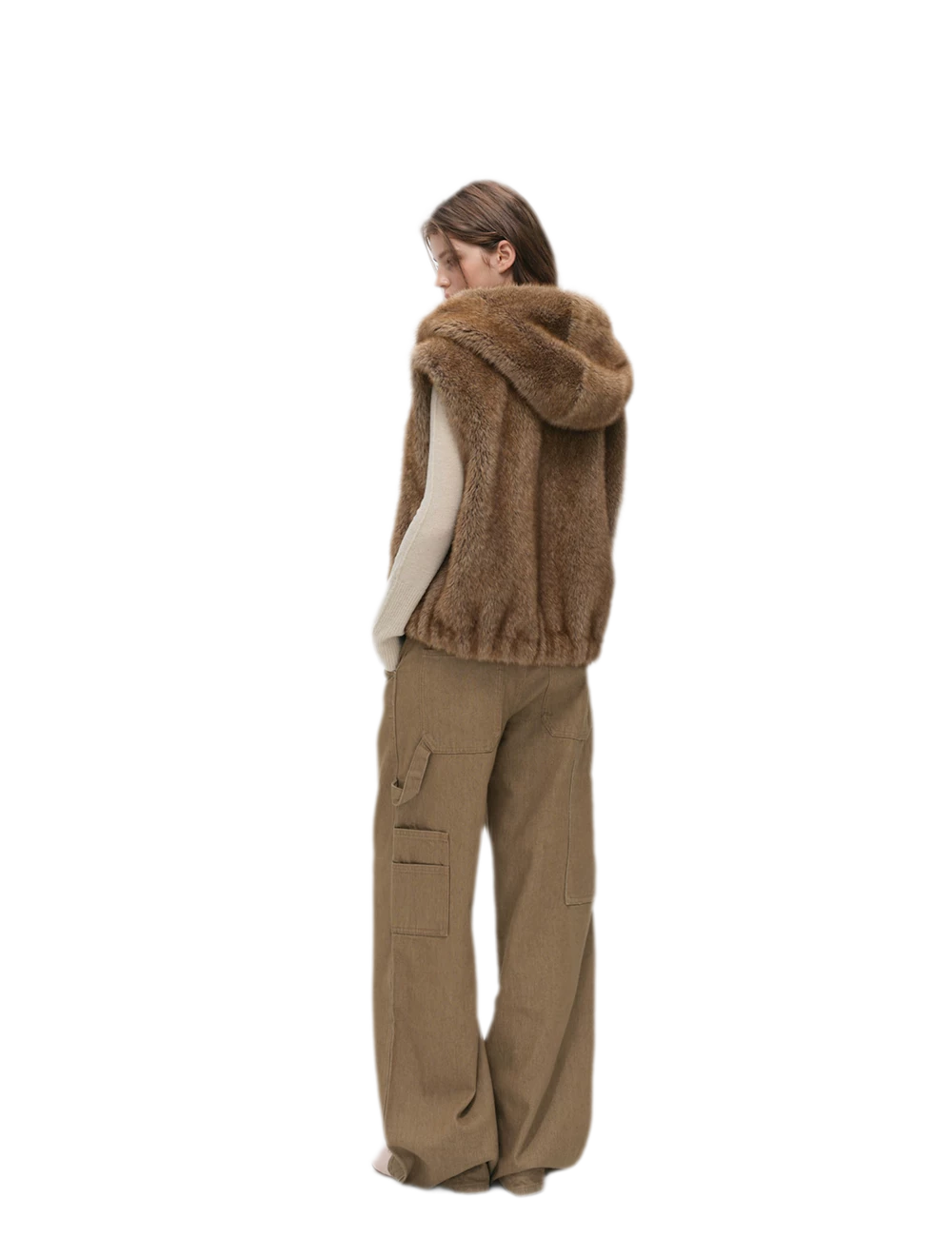 Layered Faux Fur Hooded Vest