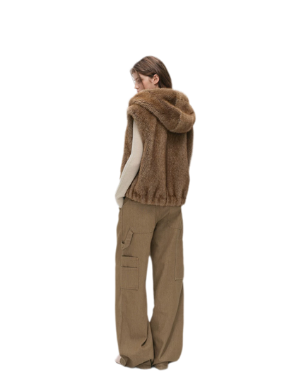 Layered Faux Fur Hooded Vest