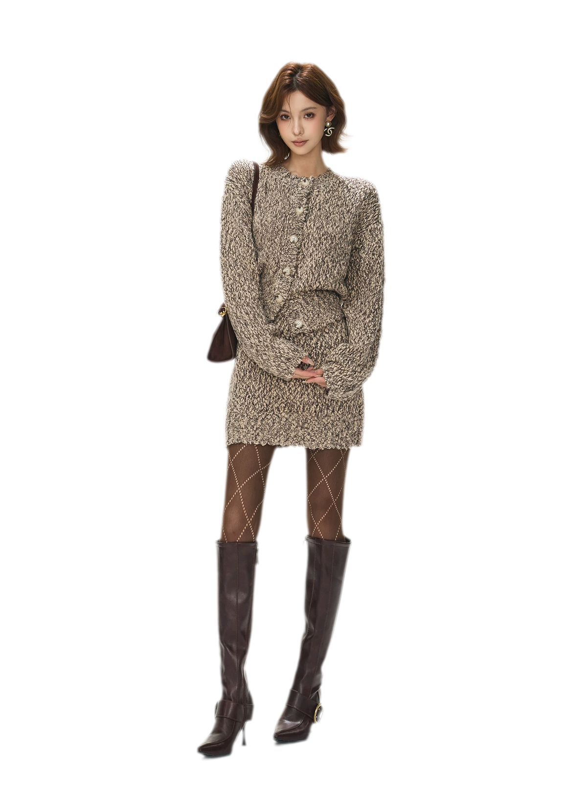 Chunky Knit Cardigan Skirt Set