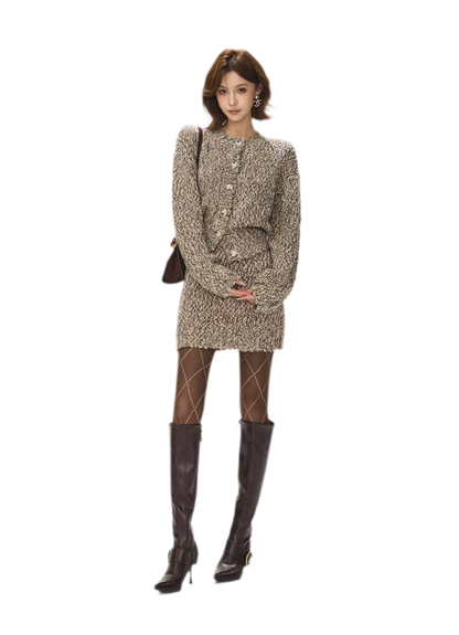 Chunky Knit Cardigan Skirt Set