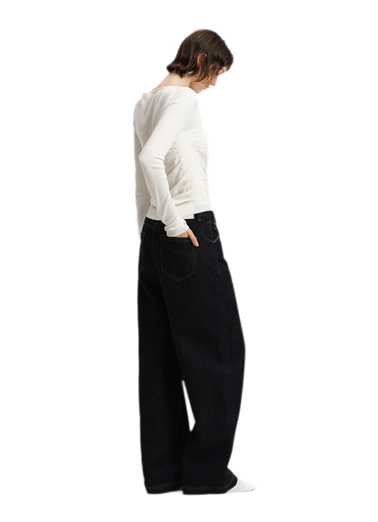 Top in maglia slim arricciato in lana