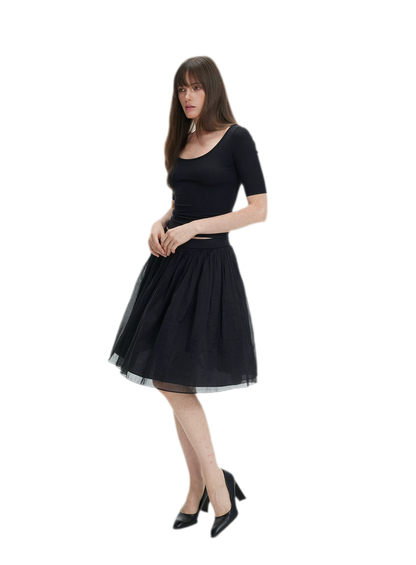 Pleated Chiffon Midi Skirt