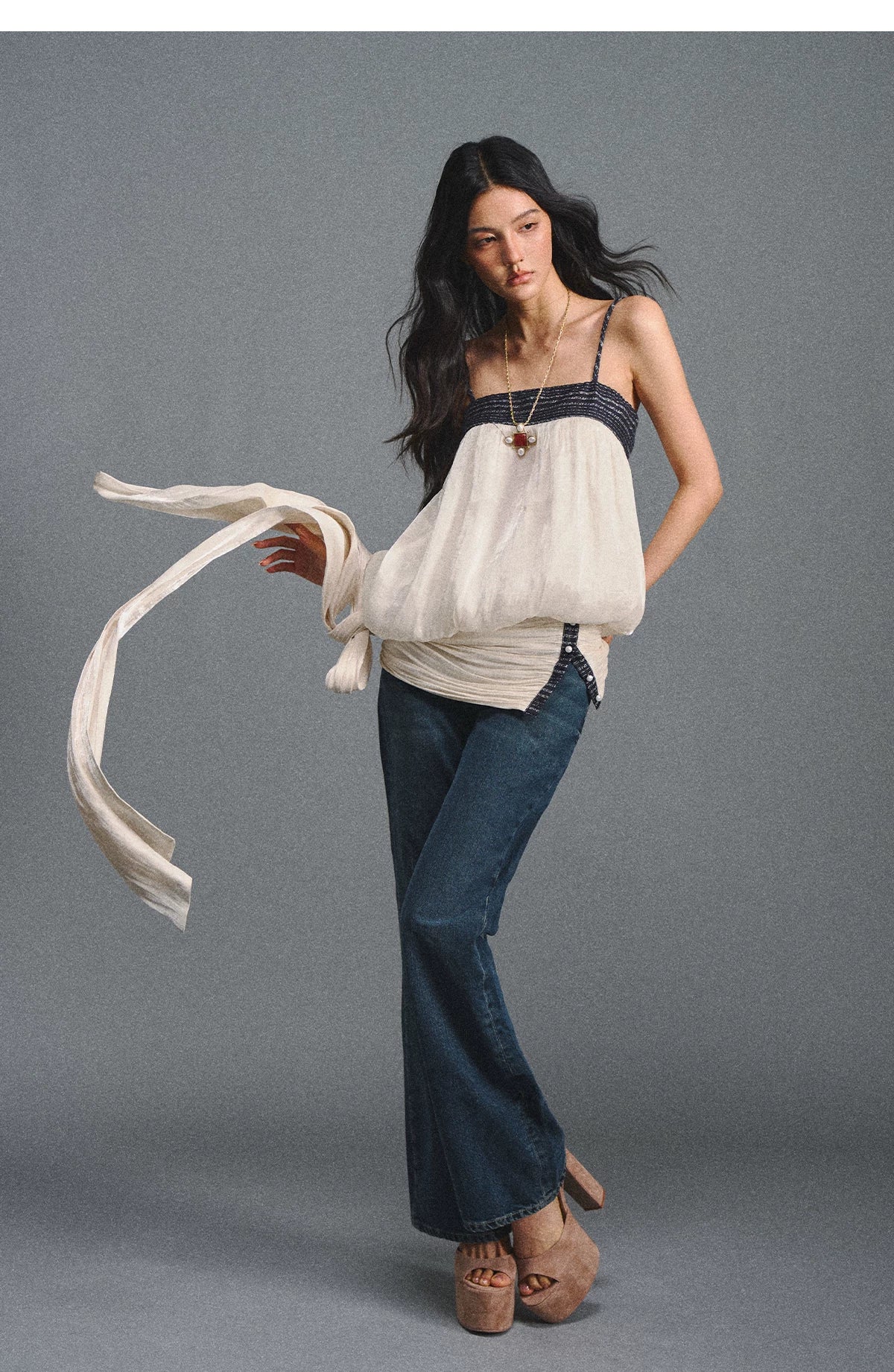 Island Silk Tweed Peplum Camisole