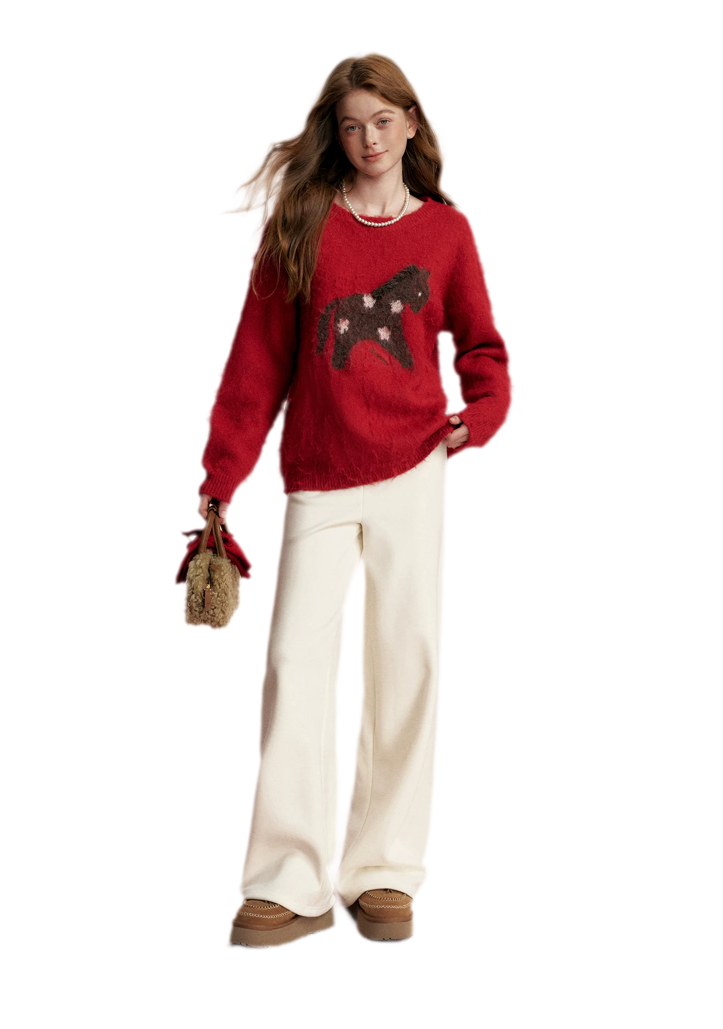 Brushed Horse Jacquard Sweater