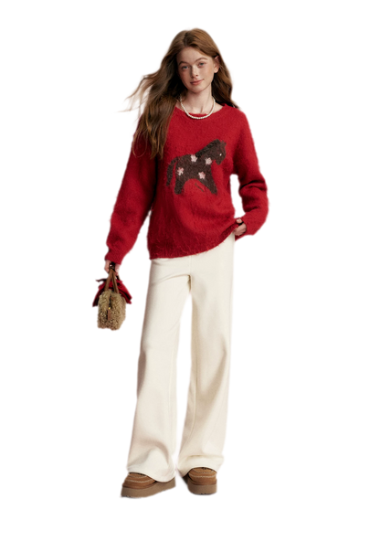 Brushed Horse Jacquard Sweater