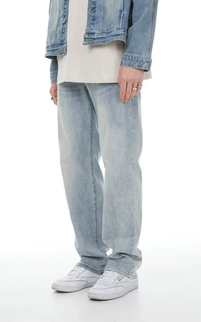 Washed Yellow Mud Straight Jeans