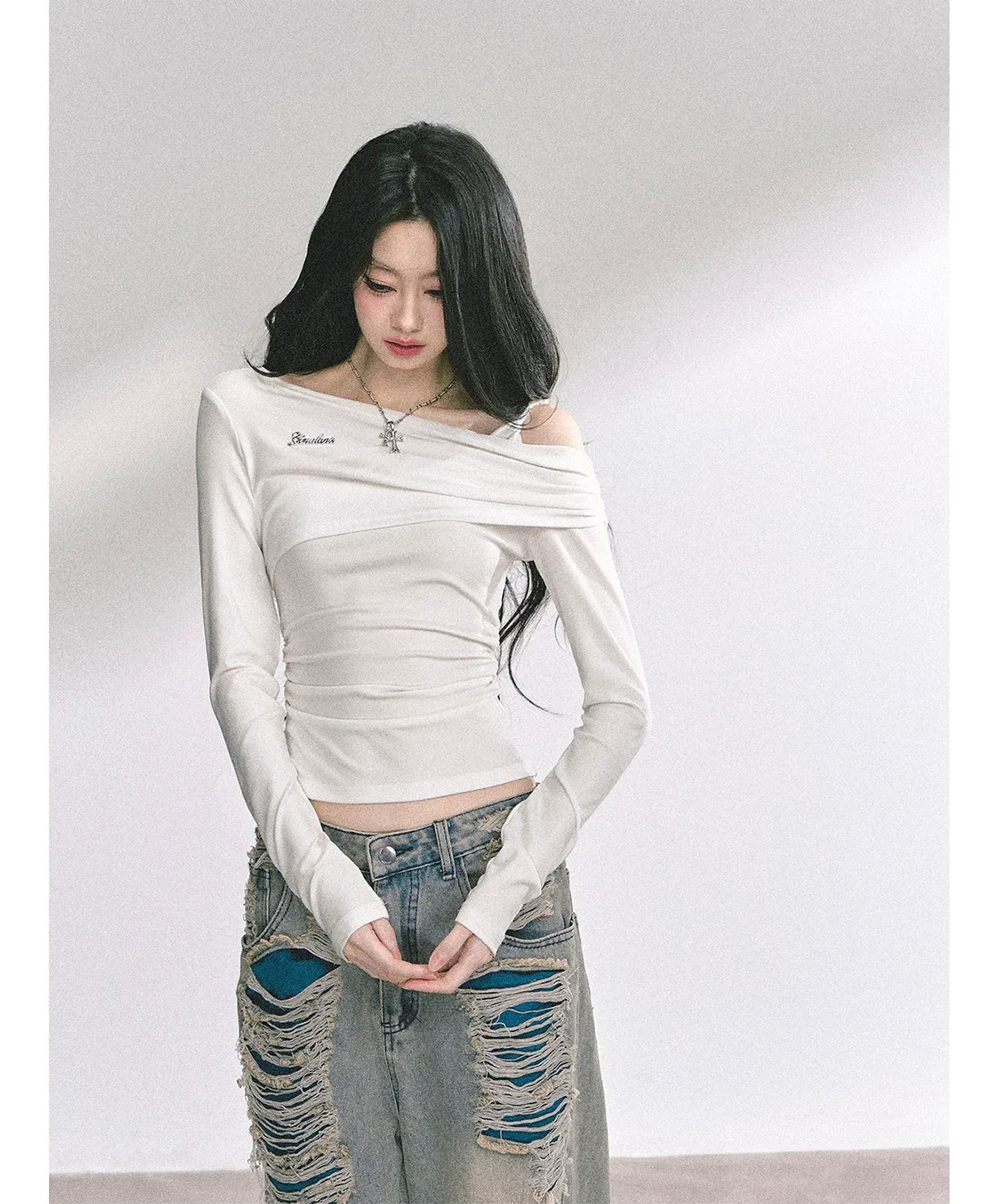 Lace Cutout Shoulder Tee