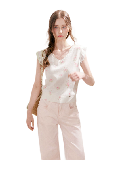 Rose Lace Knit Tee