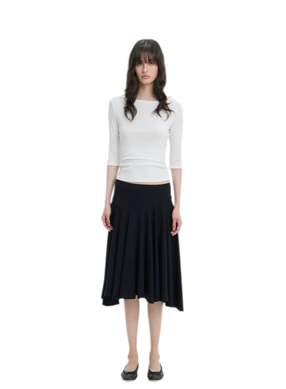 Lyocell Boat Neck Knit Top