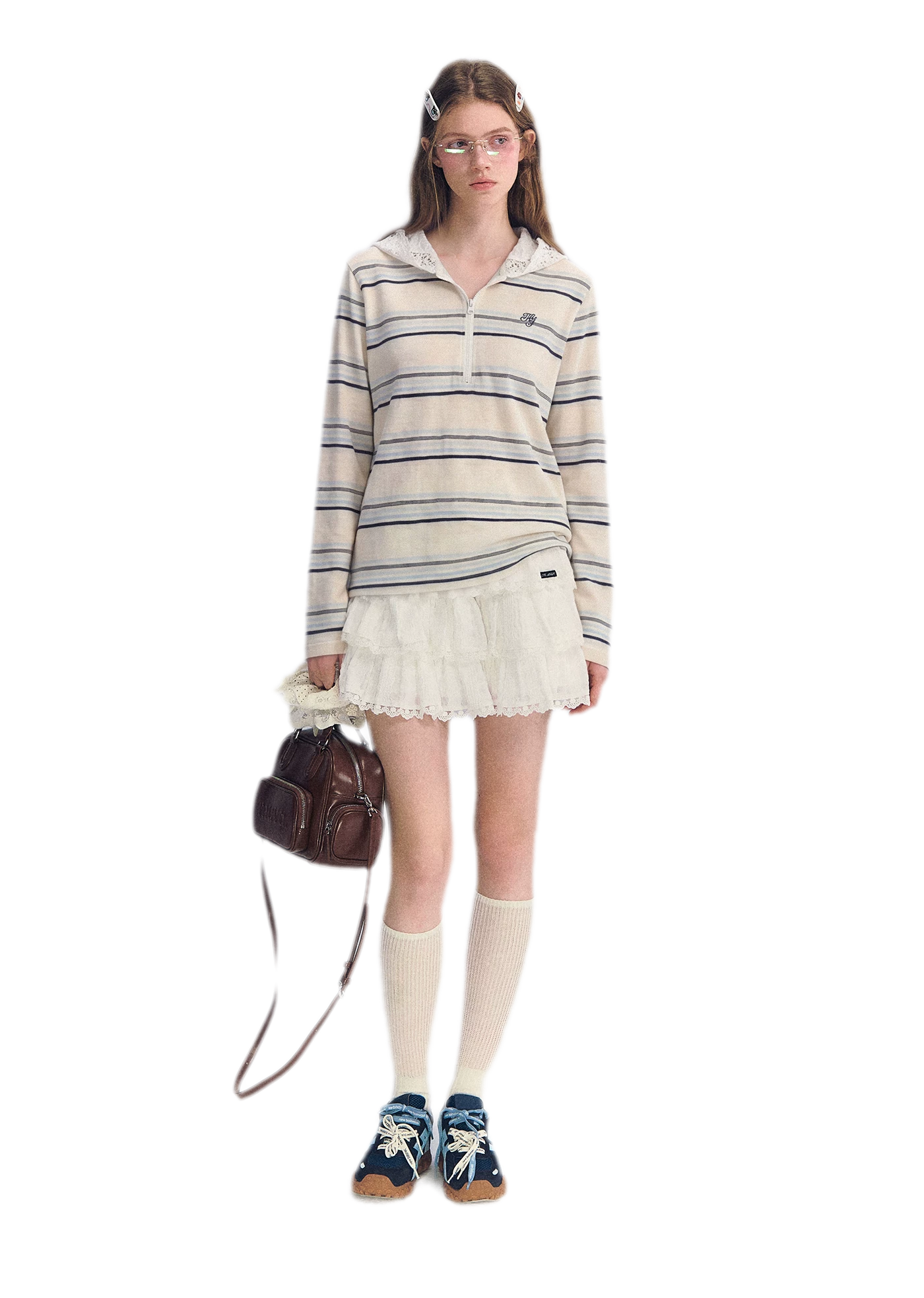 Embroidered Lace Hooded Tee
