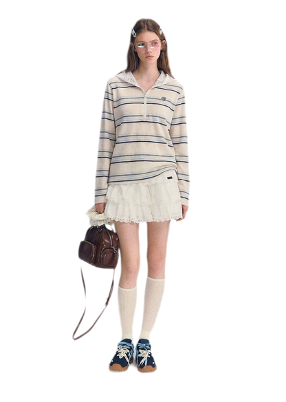 Embroidered Lace Hooded Tee