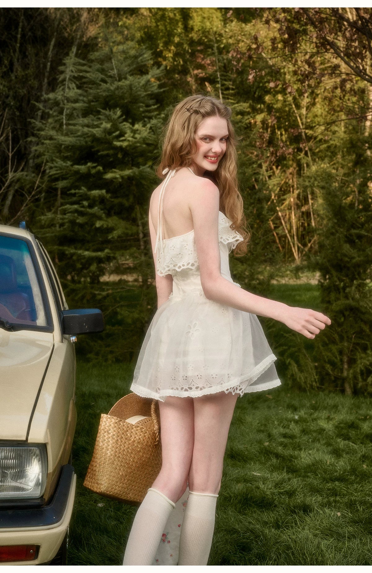Water Embroidered Slim Camisole Dress