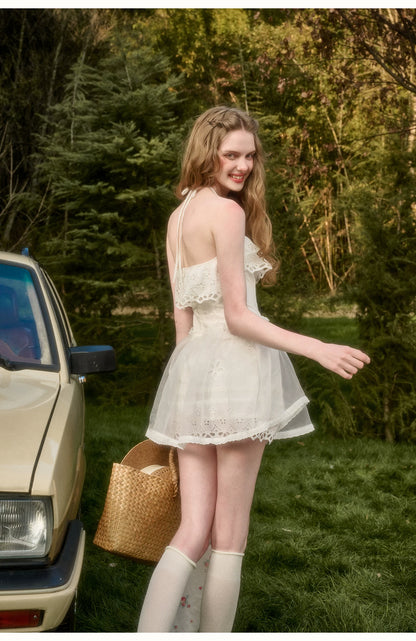 Water Embroidered Slim Camisole Dress
