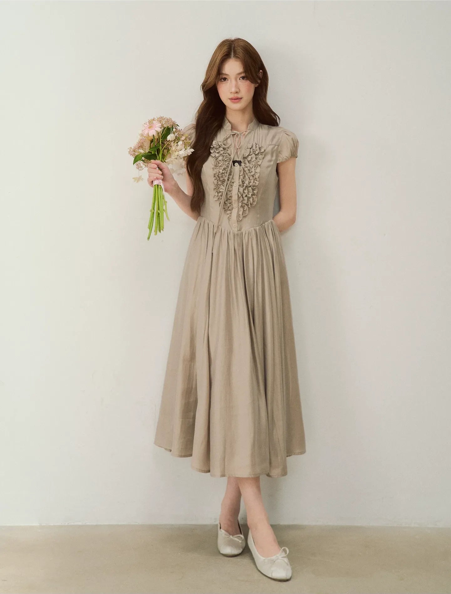 Ruffle V-Neck Maxi Dress