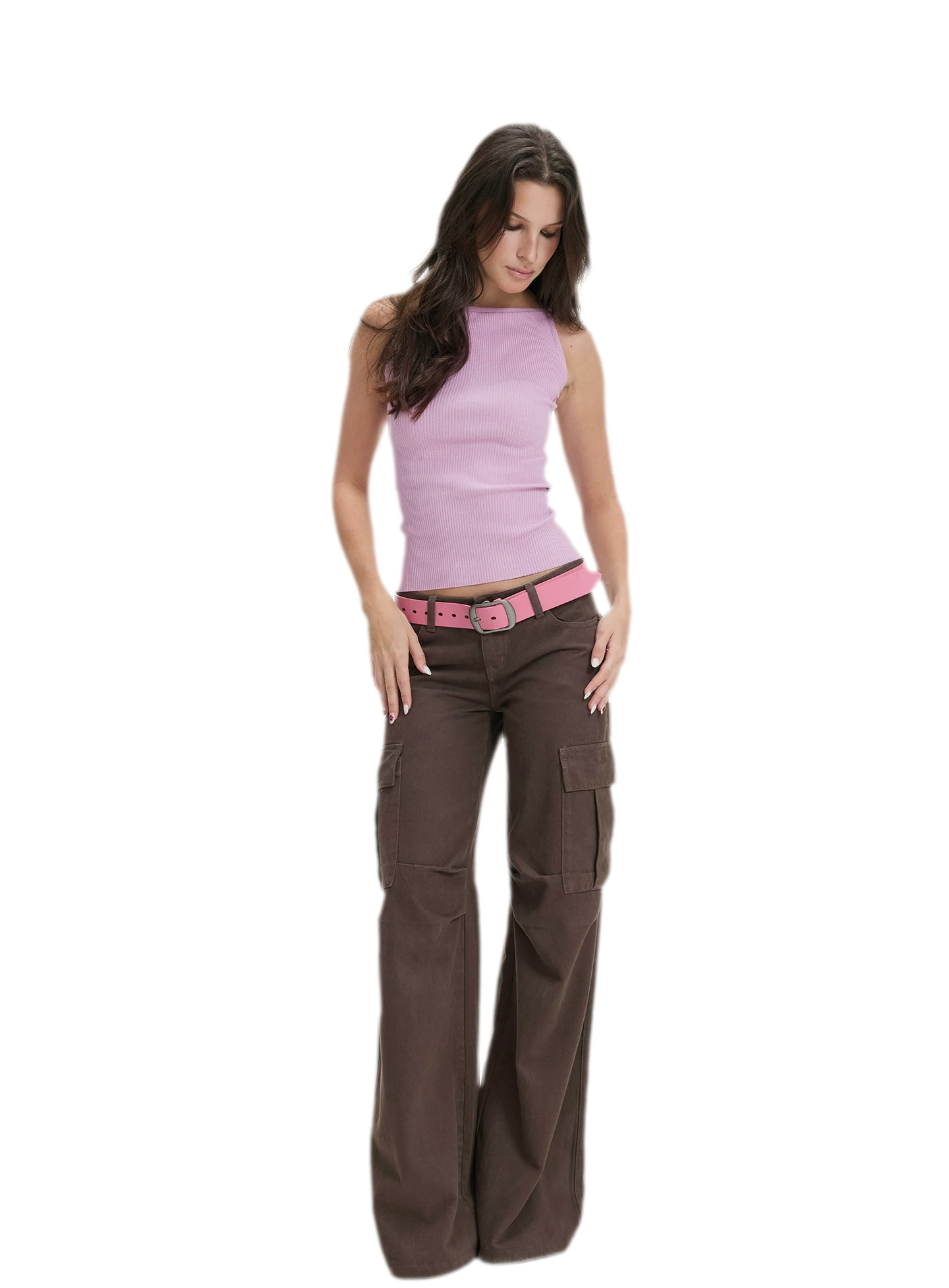 Washed Cargo Wide-Leg Pants