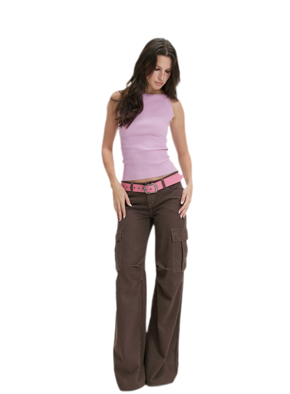Washed Cargo Wide-Leg Pants