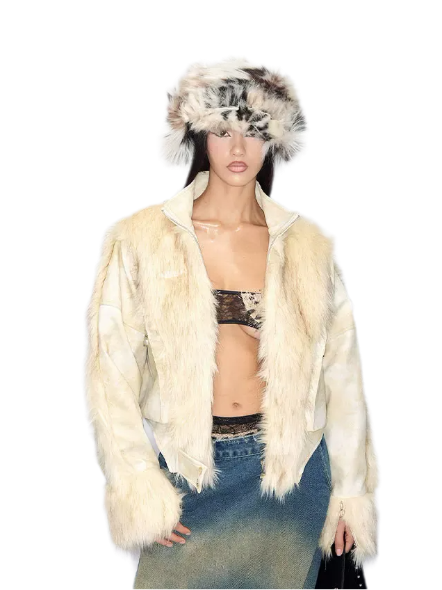 Deconstructed Faux Fur Jacket