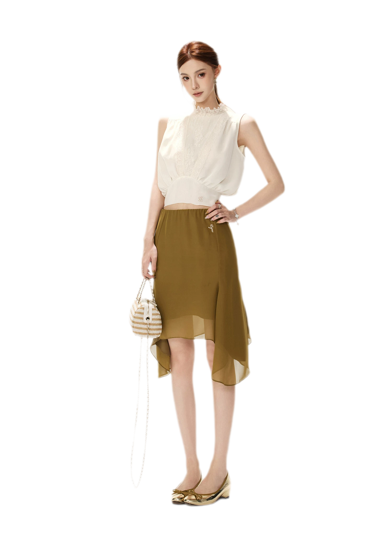 Layered Chiffon A-Line Skirt