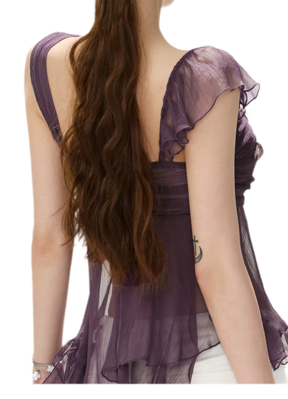 CYNR Misty Chiffon Ruffle Cami – view 10