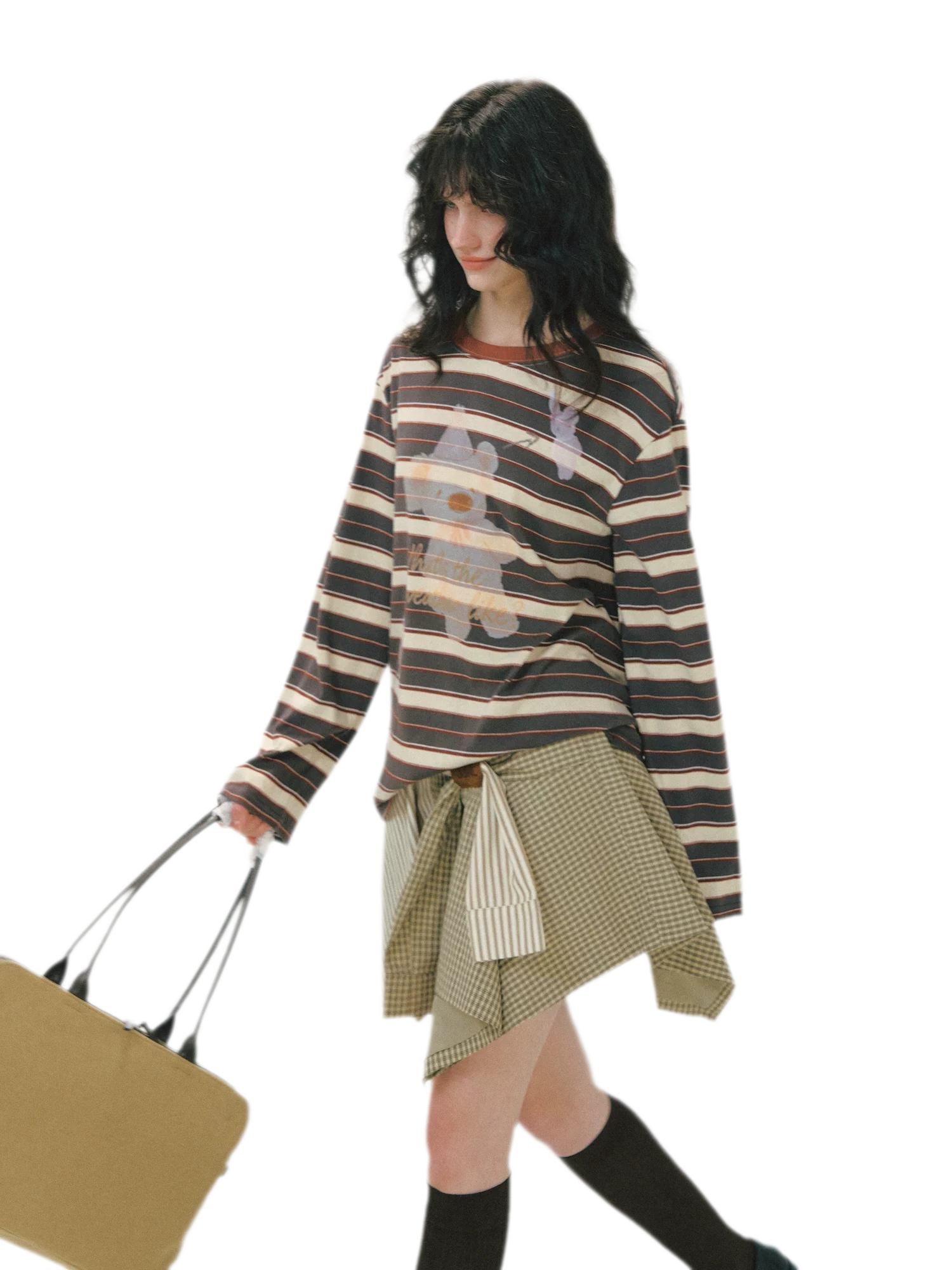 Patchwork Asymmetrical Plaid Skort