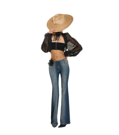 Washed Denim Multi-Belt Jeans