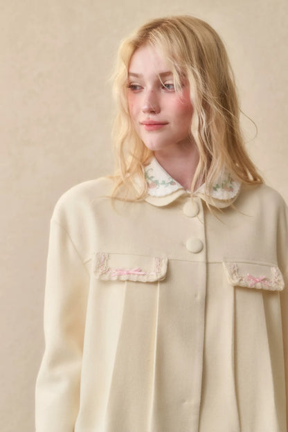 Embroidered Boxy Jacket Skirt Set