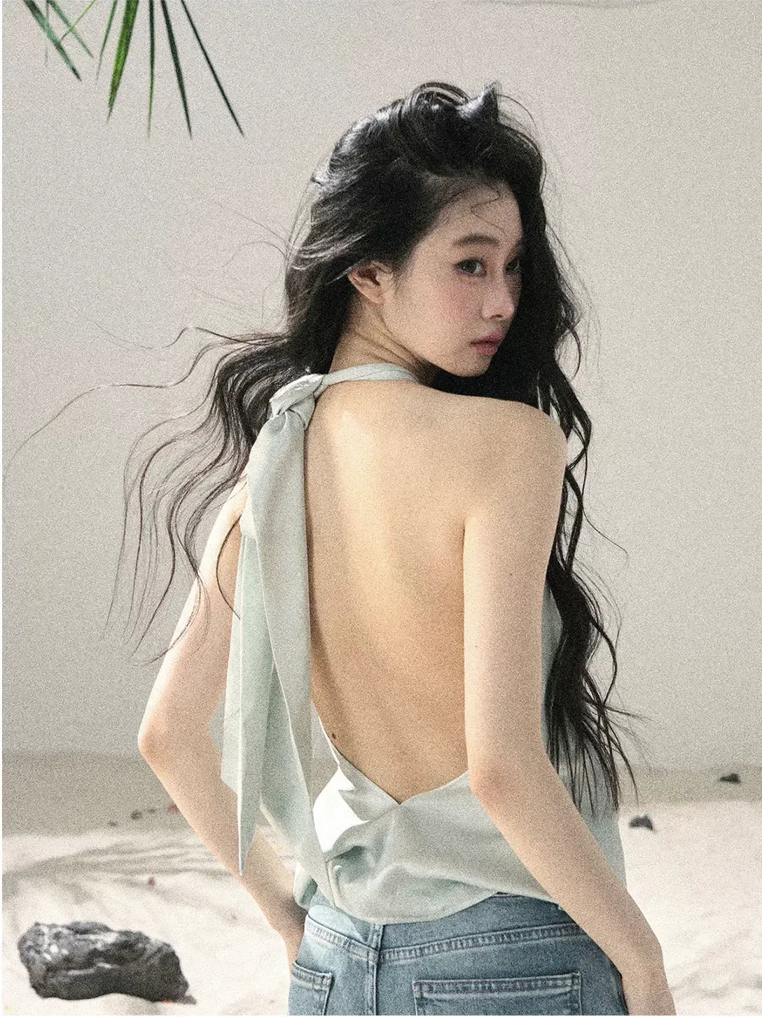 Fluid Halter Backless Top