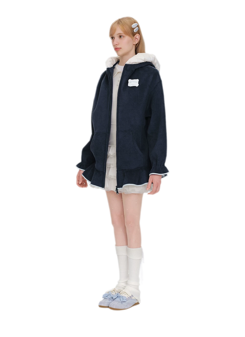 Plush Lace-Trimmed Bear Hoodie