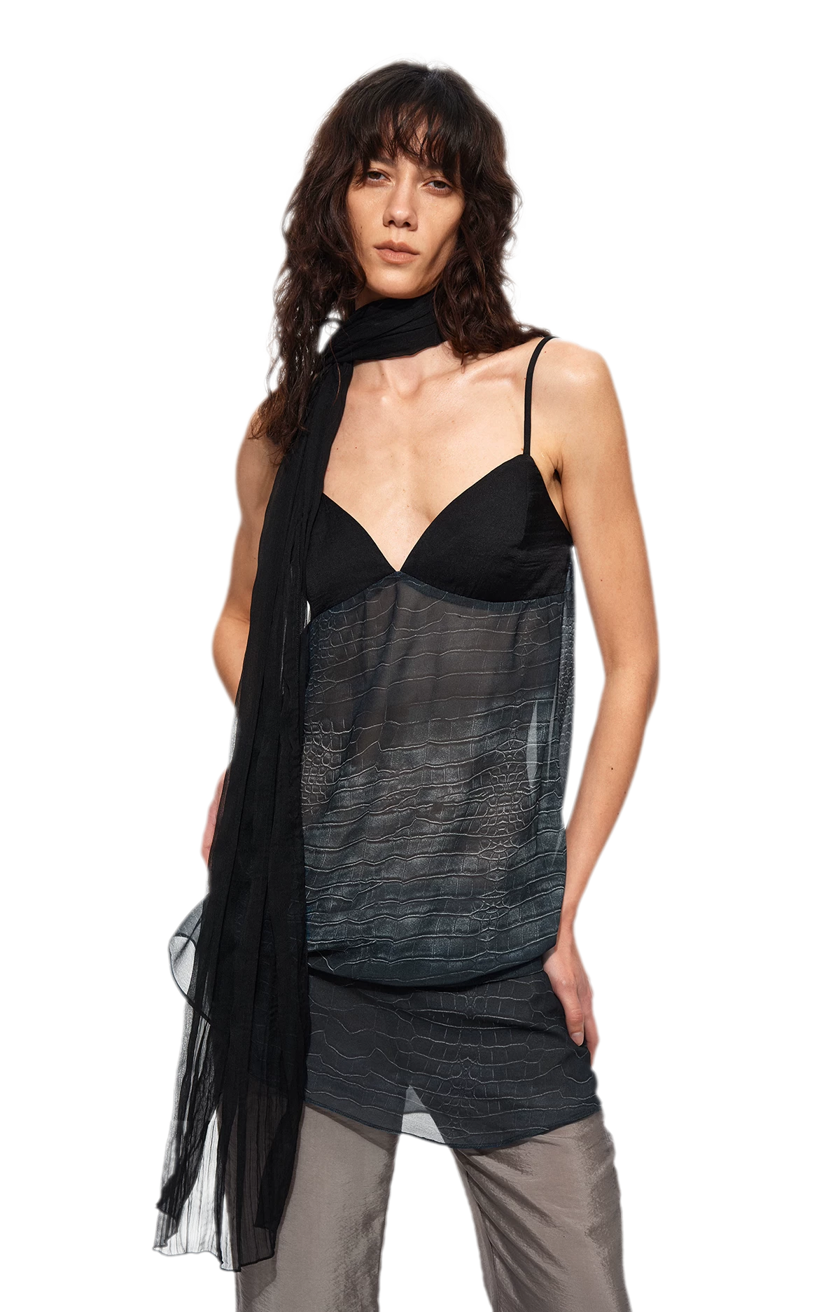 Sheer Satin Snake Camisole