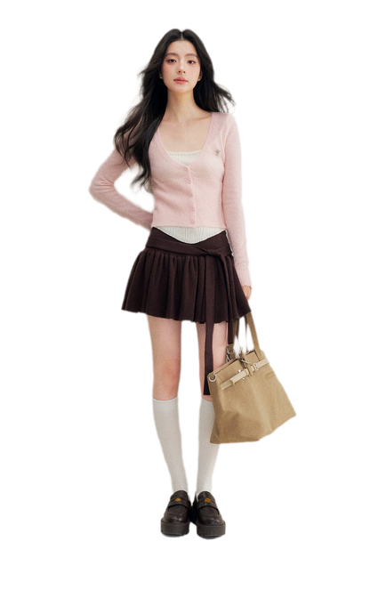 Brushed Contrast V-Neck Sweater