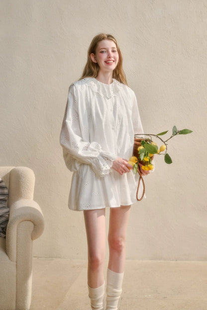Embroidered Jacquard Shirt Dress