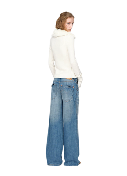 Washed Whisker Wide-Leg Jeans