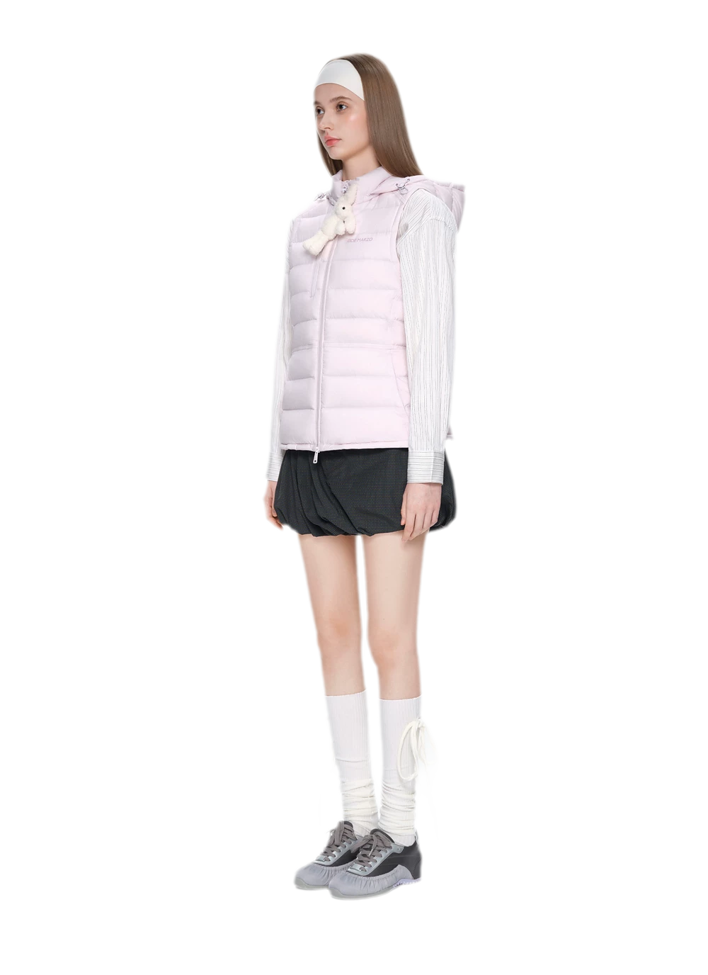 Cinched Hooded Quilted Down Vest
