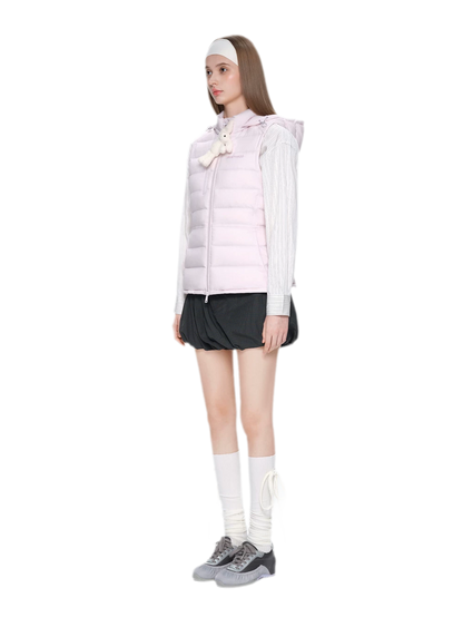 Cinched Hooded Quilted Down Vest