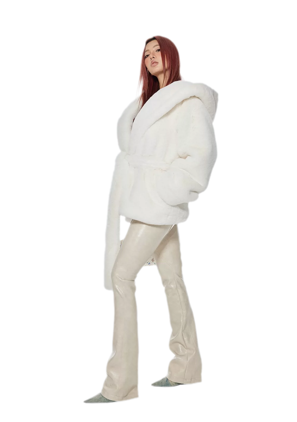 Plush Hooded Faux-Fur Coat