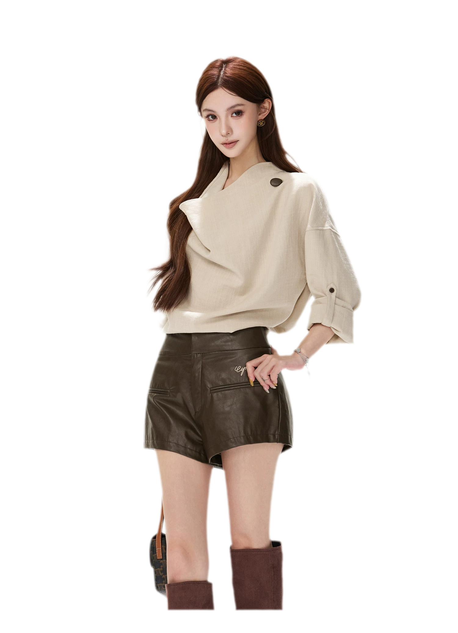 Matte PU High-Waisted Shorts
