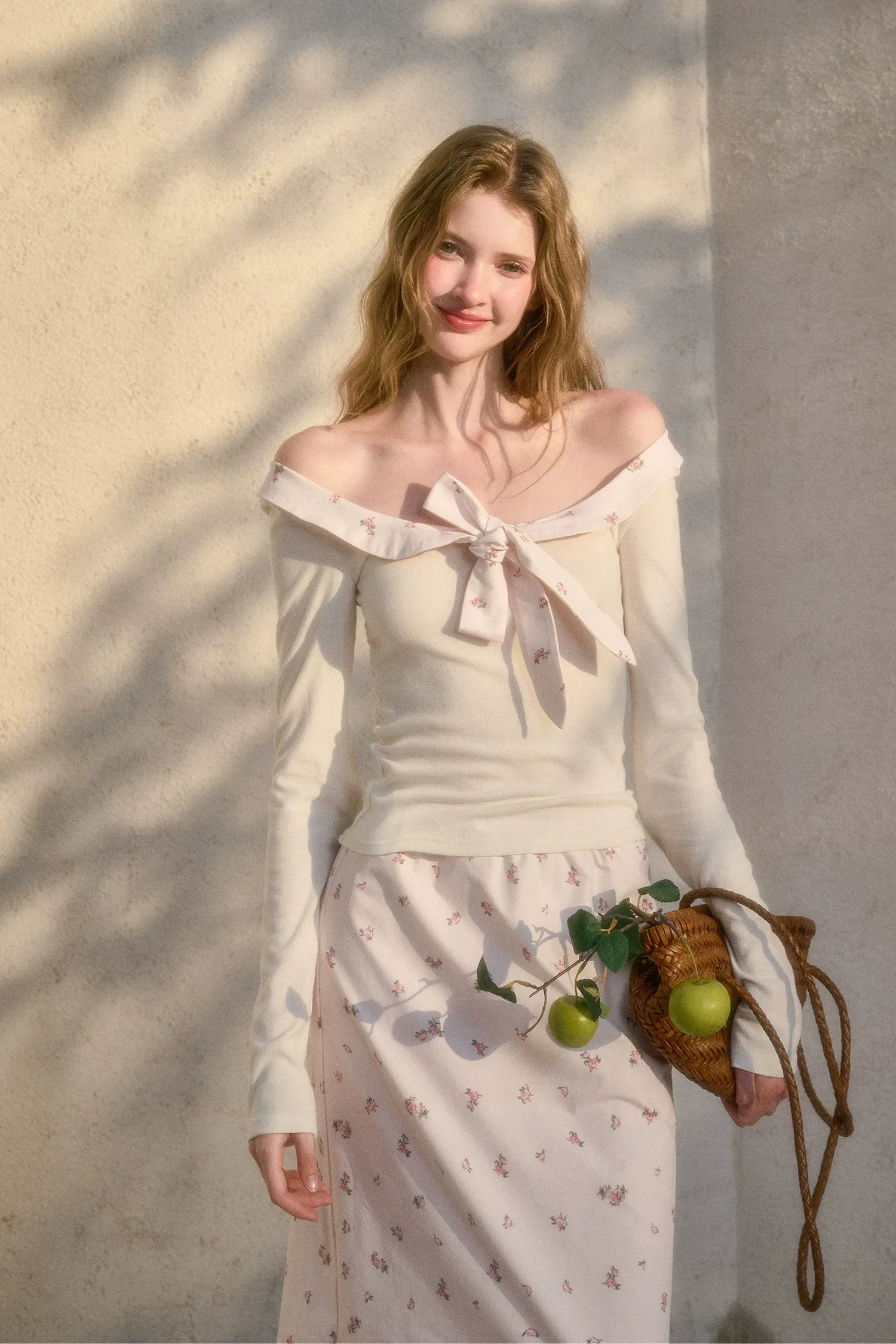 Rabbit-Ear Bow Off-Shoulder Knit