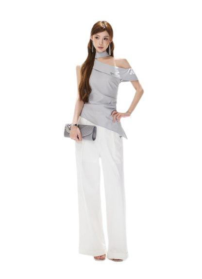 Asymmetrical Halter Blouse