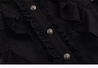 Lace Ruffle Waist Blouse