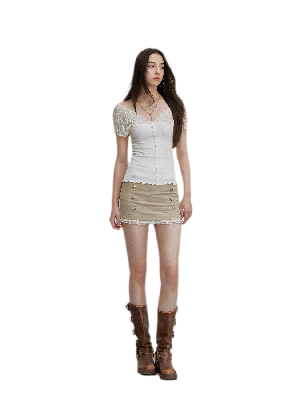 Lace Trim Mini Skirt